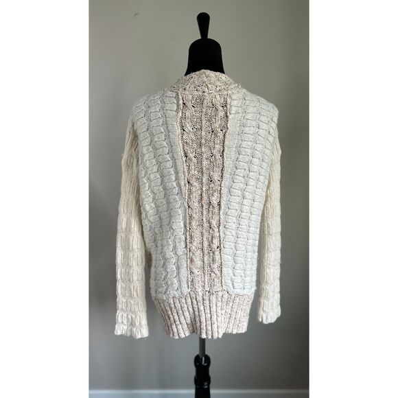 FREE PEOPLE Women's Cream Bumpy Road Long Line Cable Knit Cardigan Size XS - Picture 6 of 7